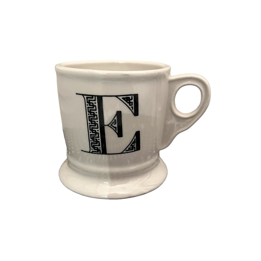 Anthropologie Monogram Coffee Tea Initial Mug Letter E Shaving Style Cup - Picture 2 of 8